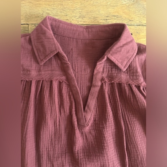 DARK MAUVE RUST COLOR BOHO TOP - Picture 3 of 10